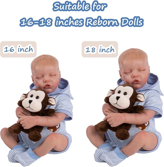 Aori 9 Pcs Reborn Baby Dolls Outfit Set with Bassinet 16-18 Inch