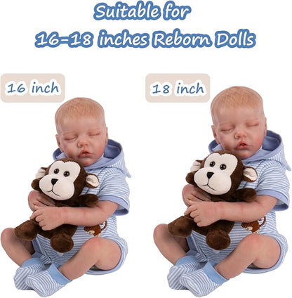 Aori 9 Pcs Reborn Baby Dolls Outfit Set with Bassinet 16-18 Inch