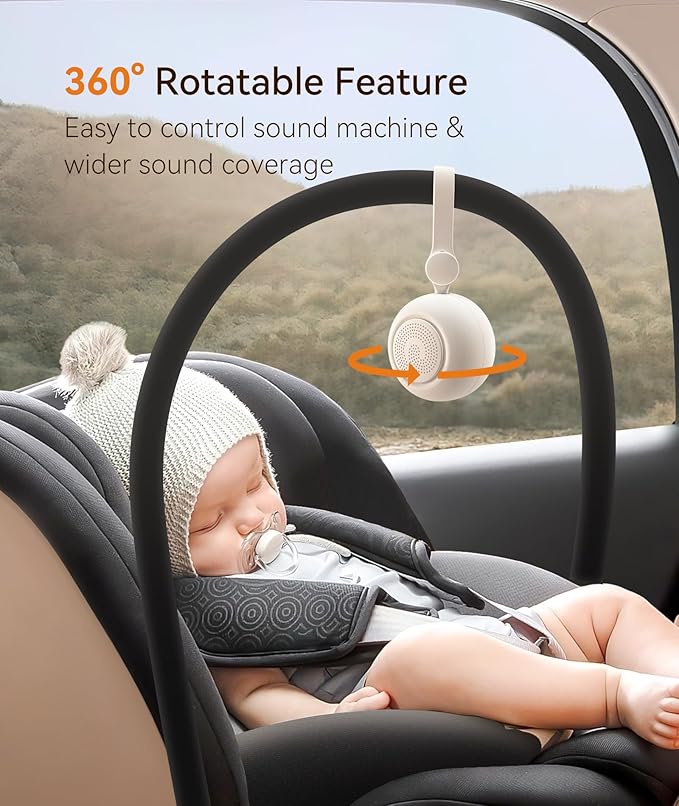 Dreamegg Portable Sound Machine - White Noise Machine for Stroller & Car Seat, Baby Sleep Soother with 19 Soothing Sounds & Nursery Light, Travel Essential, Registry Gift