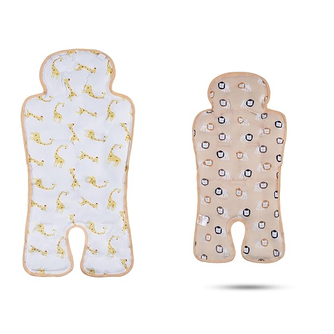 Gel Car Seat Cooler Pad,1 Pack Double Sides-Universal Baby Stroller Ice Cushion Cooler Mat,Summer Cooling Seat Liner,Multifunctional Suitable for Baby Dining Chair,Child Safety Seat (Giraffe+Lion)