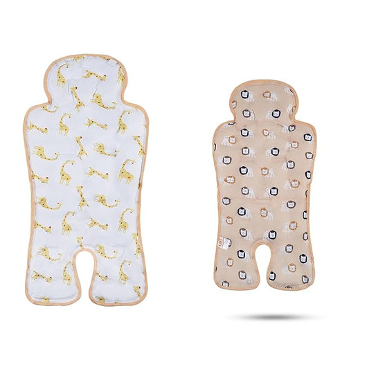 Gel Car Seat Cooler Pad,1 Pack Double Sides-Universal Baby Stroller Ice Cushion Cooler Mat,Summer Cooling Seat Liner,Multifunctional Suitable for Baby Dining Chair,Child Safety Seat (Giraffe+Lion)