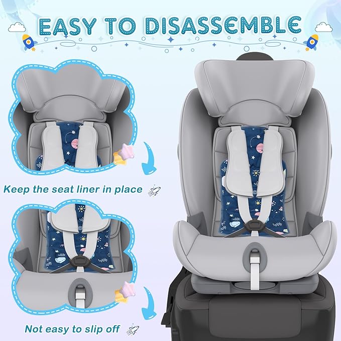 Pinkunn 2 Pcs Gel Car Seat Cooling Pad for Baby Summer Breathable Ice Cushion Multifunctional Ice Stroller Cooler Mat for Stroller Baby Dining Chair Child Safety Seat(Groovy Color,Space, Dinosaur)