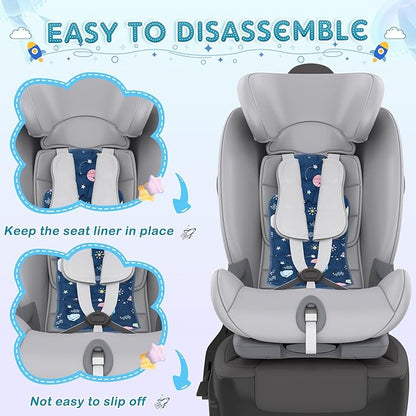 Pinkunn 2 Pcs Gel Car Seat Cooling Pad for Baby Summer Breathable Ice Cushion Multifunctional Ice Stroller Cooler Mat for Stroller Baby Dining Chair Child Safety Seat(Groovy Color,Space, Dinosaur)