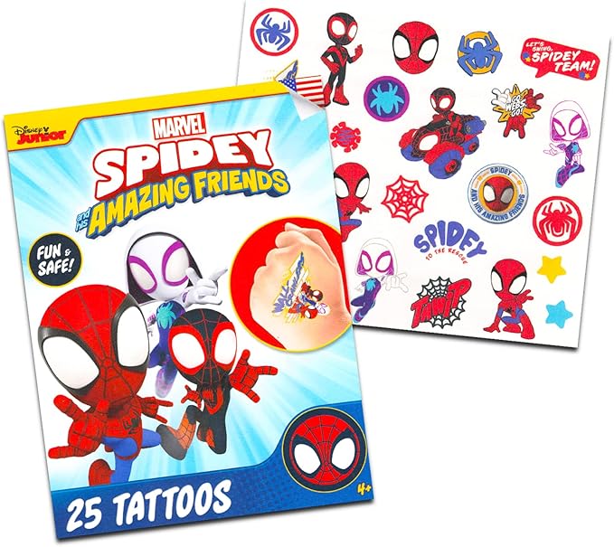 Spidey and His Amazing Friends Drum Set for Kids - Bundle with Spiderman Drum Music Set, Spidey Tattoos