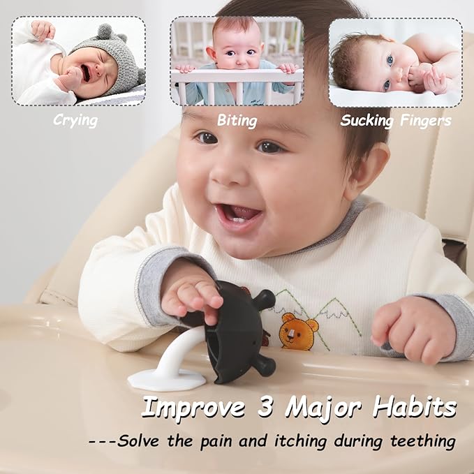 Teething Toys for Babies 0-6 months, Seposeve Umbrella Baby Teether with Suction Base 6-12 months 12-24 months