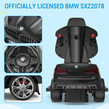Hetoy Push Cars for Toddlers 1-3 Boys Girls，4-in-1 Ride On Cars Licensed BMW with Horn, Music