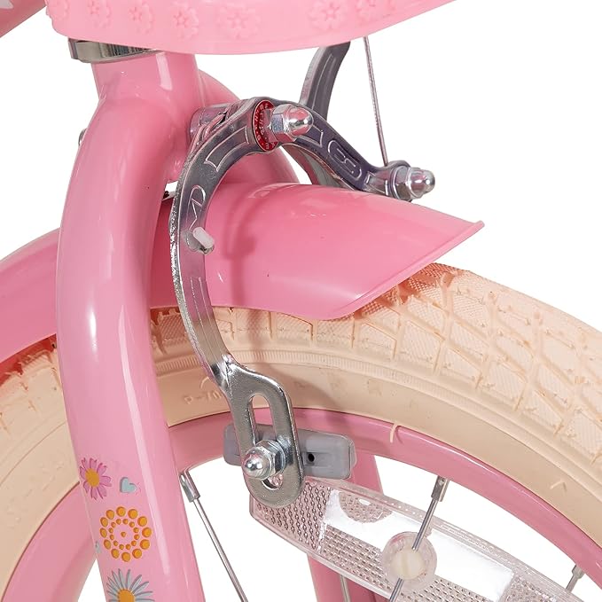 JOYSTAR Little Daisy Kids Bike for Girls Boys Ages 2-7 Years, 12 14 16 Inch Girls Bikes with Doll Bike Seat & Streamers