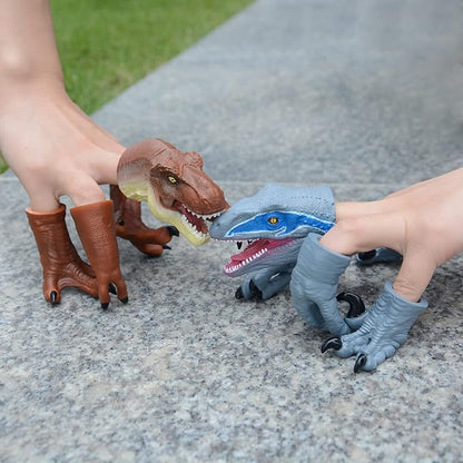 HugOutdoor New T-Rex & Velociraptor Dinosaur Finger Puppet Toy Cosplay