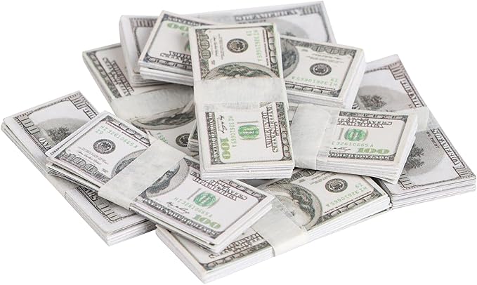 FOIMAS 180pcs 1:12 Miniature Scene Dollars Fake Bills for Dollhouse Scene Model Craft Supply
