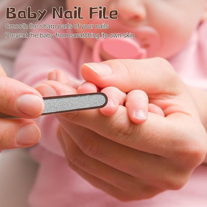 Baby Nail Kit, Baby Manicure Kit and Pedicure Kit with Cute Bear Shape Case, 4-in-1 Kit with Baby Nail Clipper, Scissor, Nail File & Tweezer for Newborn, Infant, Toddler, Mothers Day Gifts(Brown)