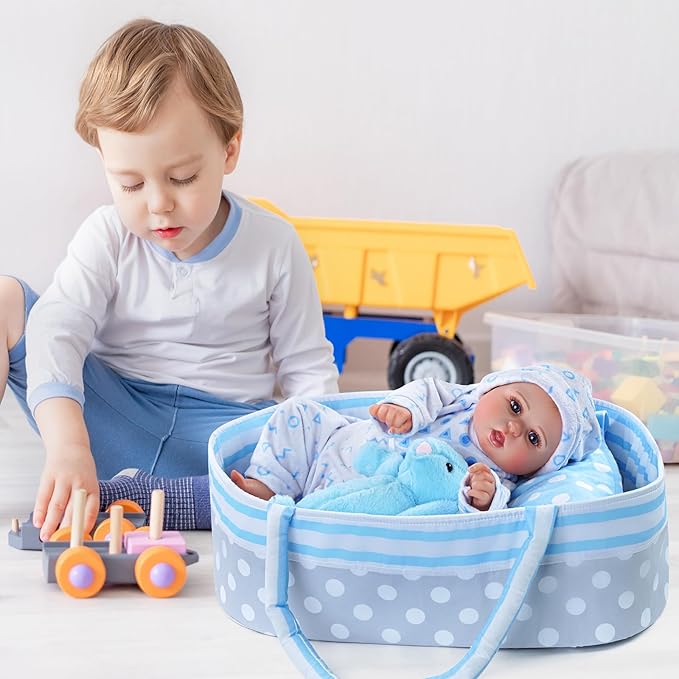 BABESIDE Reborn Baby Dolls Bassinet with Handle Foldable Baby Doll 17-22 inch