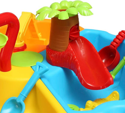 Toddler Sensory Sand and Water Table with Chair | 3 in 1 Indoor & Outdoor Water and Sand Summer Beach Toys and Play Table for Kids