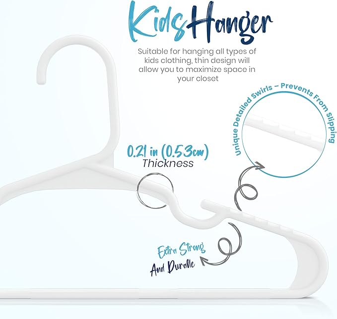 Utopia Home 40 Pack Kids Hangers - 11.5 Inch Plastic Baby Hangers for Closet - Childrens Hangers for Clothes & Infant Hangers for Closet - Ideal for Everyday Standard Use (White)