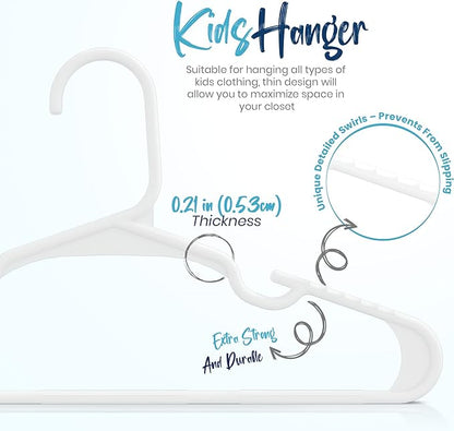 Utopia Home 20 Pack Kids Hangers - 11.5 Inch Plastic Baby Hangers for Closet - Childrens Hanger for Clothes & Infant Hanger for Closet - Ideal for Everyday Standard Use (White)