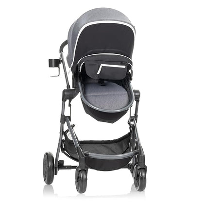 Evenflo Pivot Vizor Modular Reversible Stroller Travel System with LiteMax Infant Car Seat, Available in 6 Modes, Chasse Black