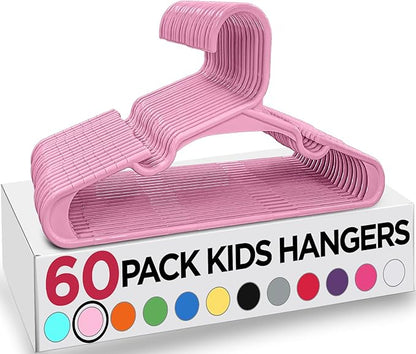 Utopia Home 60 Pack Kids Hangers - 11.5 Inch Plastic Baby Hangers for Closet - Childrens Hanger for Clothes & Infant Hanger for Closet - Ideal for Everyday Standard Use (Baby Pink)