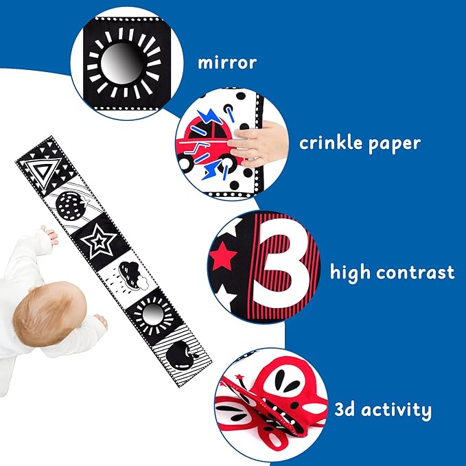 Black and White High Contrast Baby Toys - Newborn Toys 0 3 Months Brain Development 0 6 12 Months