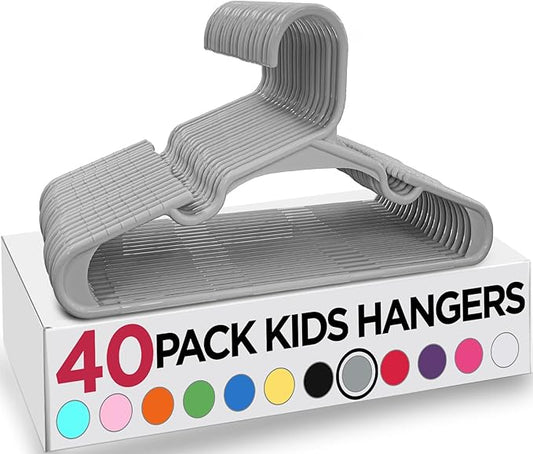 Utopia Home 40 Pack Kids Hangers - 11.5 Inch Plastic Baby Hangers for Closet - Childrens Hanger for Clothes & Infant Hanger for Closet - Ideal for Everyday Standard Use (Gray)