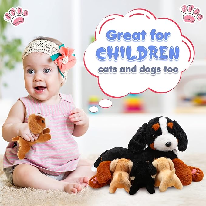 HyDren Nurturing Bernese Mountain Dog Plush Toy Set 15 Inch 4 Stuffed