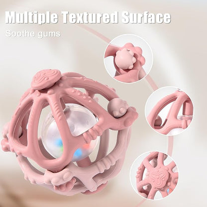 Stereo Rattle Teether, Sensory Teething Toys for Baby