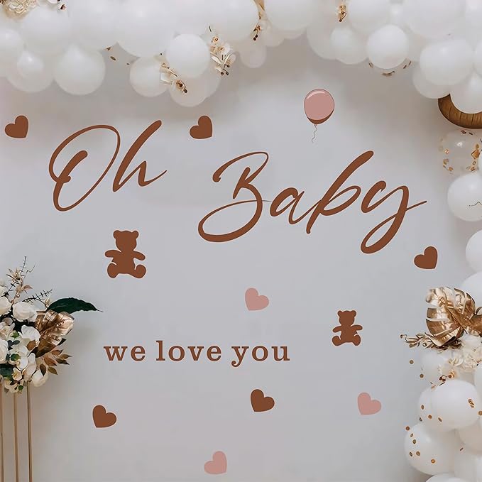 Oh Baby Party Decals Baby Shower Sign Decor for Backdrop