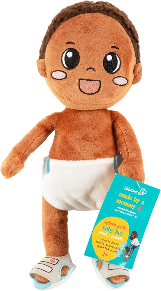 Upbounders Splash Park Baby | Black Brown Boy Doll, Cute Soft Plush Doll Toys 18MO 2 3, 12