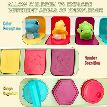 Interactive Dinosaur Pop Up Toy for Babies and Toddlers,Early Learning and Brain Development Educational Plaything 18 Months+