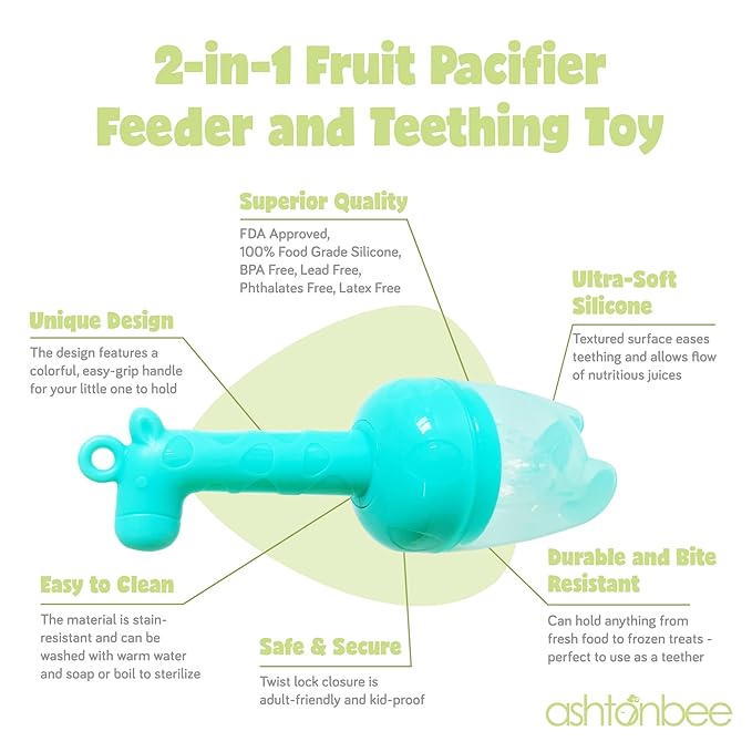 Giraffe Baby Fruit Pacifer Feeder 2 Pack Perfect for Introducing 6-12 Months