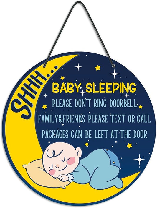 Putuo Decor Dont Ring Doorbell Sign Cute Baby Sleeping Door