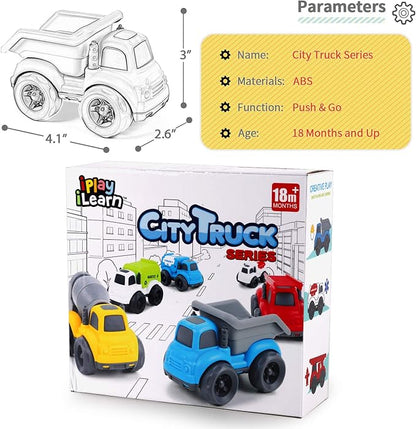 iPlay, iLearn 6PCS Friction Cars Toy for Toddlers 1-3 2-4, Mini 12 18 24 Month