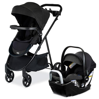 Britax Willow Brook S+ Travel System, Infant Car Seat and Stroller Combo with Alpine Base, ClickTight Technology, SafeWash Insert and Cover, Raven Black