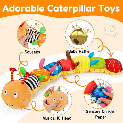 Baby Sensory Caterpillar Toys 0-3 Month Music Animal Stuffed Plush 0-3-6-12 Month 9-12 Month