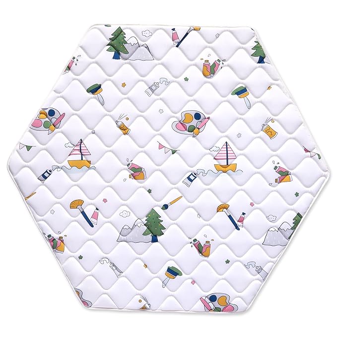 Hexagon Play Mat, Premium Foam Baby Playmat 52x45 Inches