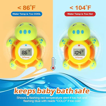 Upgrade Turtle Baby Bath Thermometer Toddlers Bath Thermometer Baby Safety BPA-Free Bath Tub Thermometer Temp Warning Water Thermometer & Room Thermometer ℃/℉