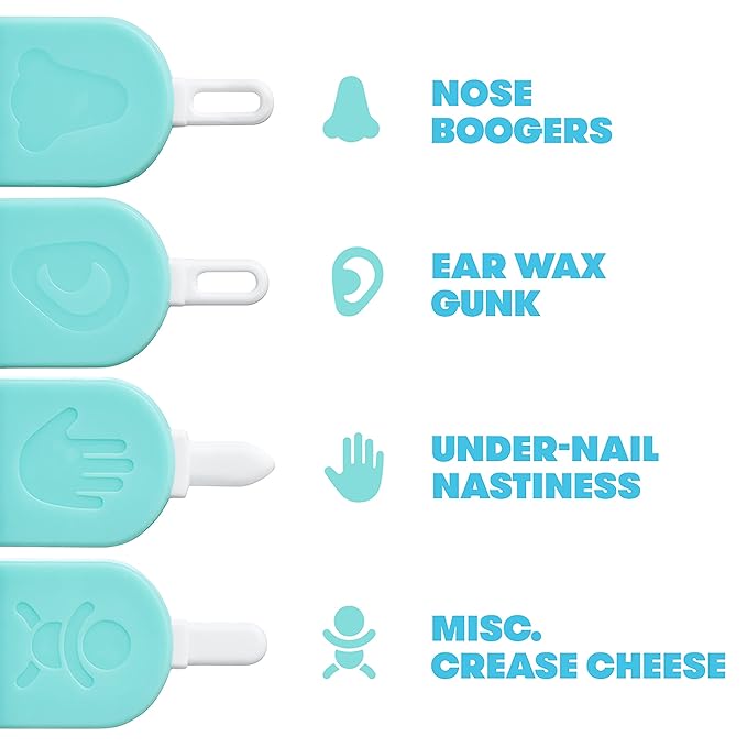 Frida Baby 3-in-1 Nose, Nail + Ear Picker: Baby Ear Cleaner + Baby Nose Cleaner and Nail Tool for Babies + Toddlers, Safely Clean Baby's Boogers, Ear Wax & More, 2 Count