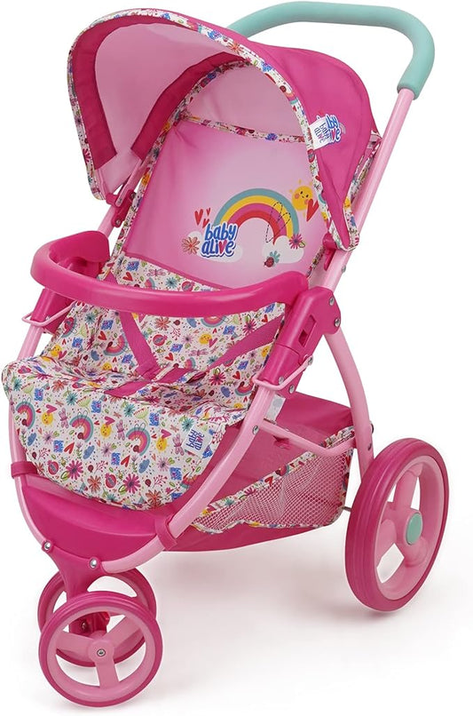 Baby Alive: Doll Jogging Stroller - Pink & Rainbow 24", Retractable 3+