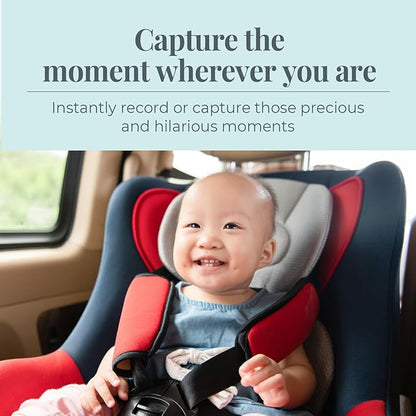 Tiny Traveler Baby Car Camera for 2 Kids, 5” Touch Screen Baby Car Monitor with Power Bank, No WiFi Baby Camera – Rear-Facing Car Seat Monitor Night Vision Baby Reminder Alert - White