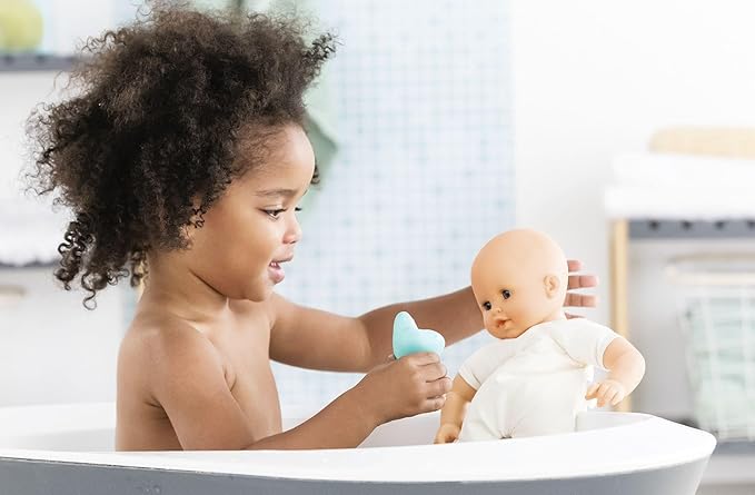 Corolle Bebe Bath Marin Baby Doll - 12" Soft-Body with Rubber Frog Toy, Safe for Water Play in Bathtub or Pool 18 Months