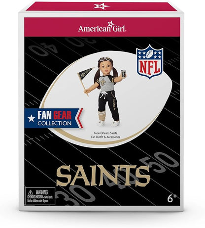 American Girl New Orleans Saints 18 inch Doll Fan Outfit and Accessories, Black and Gold, 6 pcs, Ages 6+