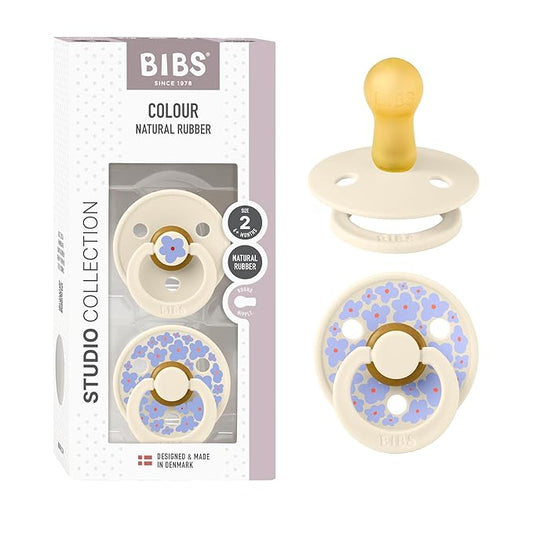 BIBS Pacifiers - Colour Studio 2 Pack | Round Nipple Baby Pacifier 6+ Months