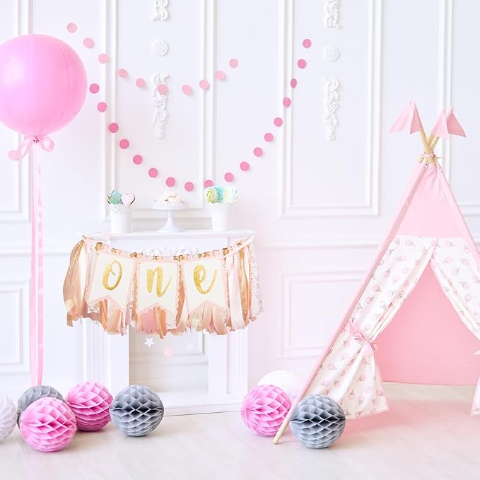 Pink Highchair Banner - 1st Birthday Banner, One Highchair Banner 1st Birthday, 1st Birthday 1st Birthday
