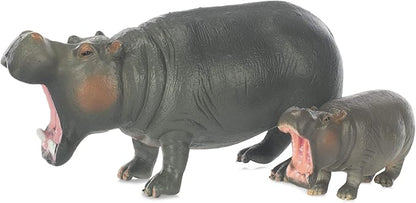 Hippo Mom and Baby Animal Figure 5 inch Children's Toy 2 Piece