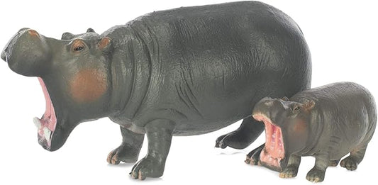Hippo Mom and Baby Animal Figure 5 inch Children's Toy 2 Piece