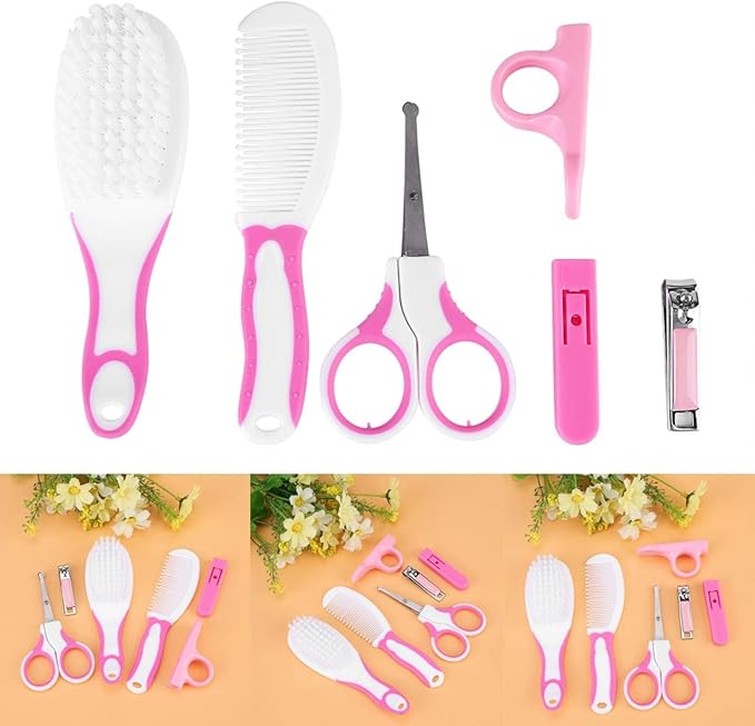 Nail Kit,Nail Clippers,Cuticle Trimmer,Manicure Kit,Baby Healthcare and Grooming Kit, Baby Safety Set Baby Comb, Brush, Finger Toothbrush, Nail Clippers, Scissors, Nasal Aspirator, Baby Essentials Nur