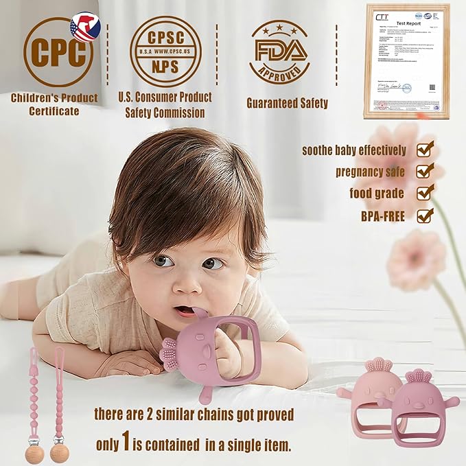 3 Packs Baby Teether Toy for 0-6 6-12 Months,Hold & Wear