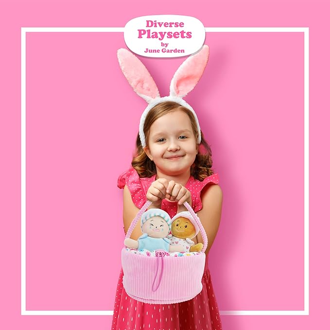 June Garden My First Basket Plush Baby Doll Set - 1 Basket 4 Multicultural