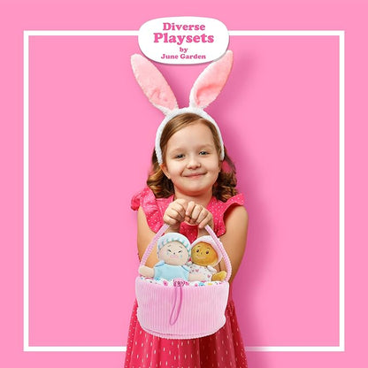 June Garden My First Basket Plush Baby Doll Set - 1 Basket 4 Multicultural