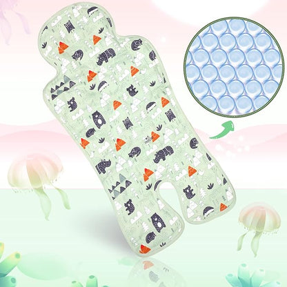 Pinkunn 2 Pcs Gel Car Seat Cooling Pad for Baby Summer Breathable Ice Cushion Multifunctional Ice Stroller Cooler Mat for Stroller Baby Dining Chair Child Safety Seat(Bright Color,Forest)