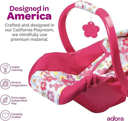 Adora Baby Doll Car Seat with Removable Seat Cover - Machine Washable, Fits Most Dolls & Plush Animals Up To 20” 2+ -
