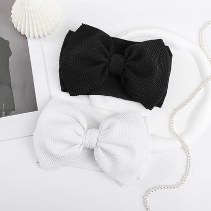 YanJie Baby Girl Bow Headbands - Black, White Nylon Hair 0-6 Months